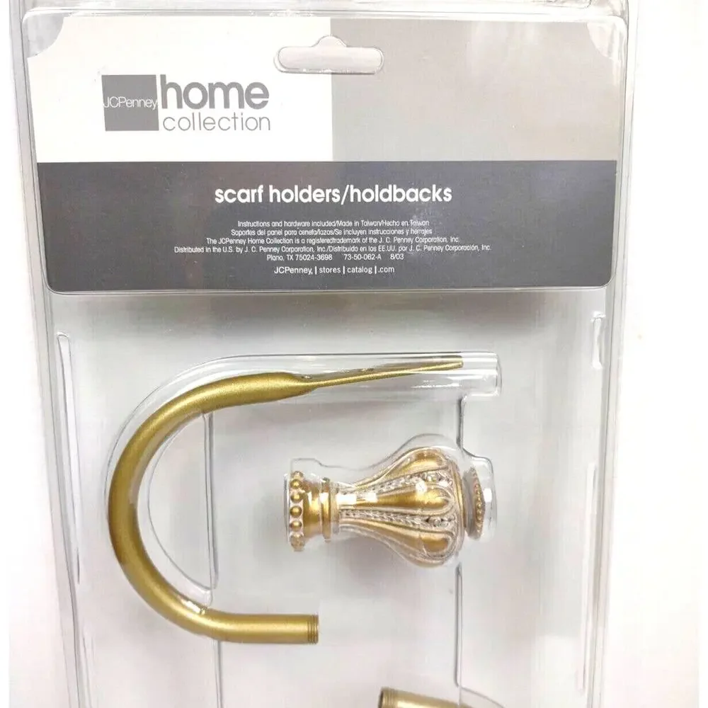JC Penney Home Collection AURELIA Satin Gold Scarf Holders Curtain Holdbacks